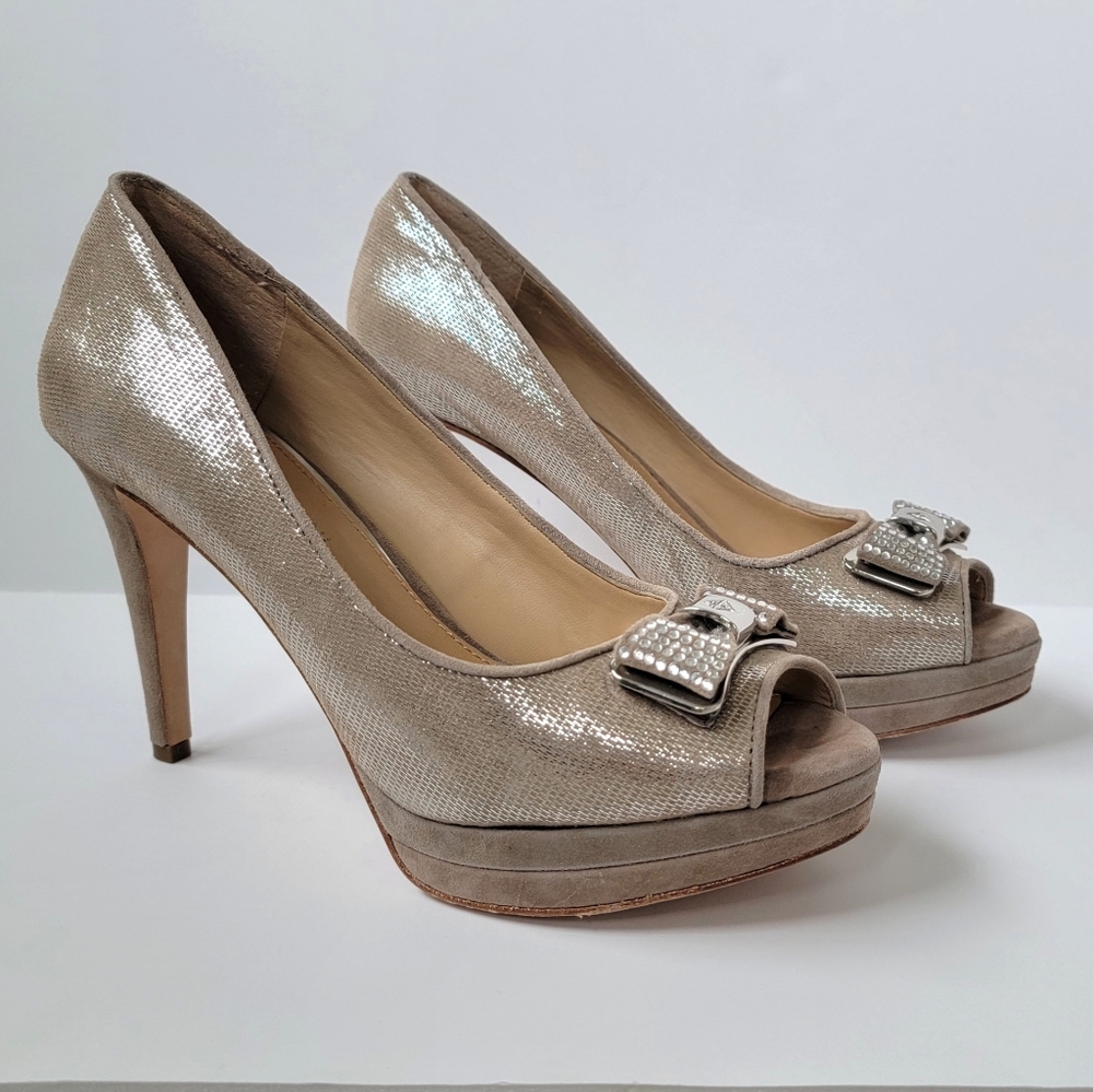 Antonio Melani Betsy Leather Peep Toe Pumps Size 7.5